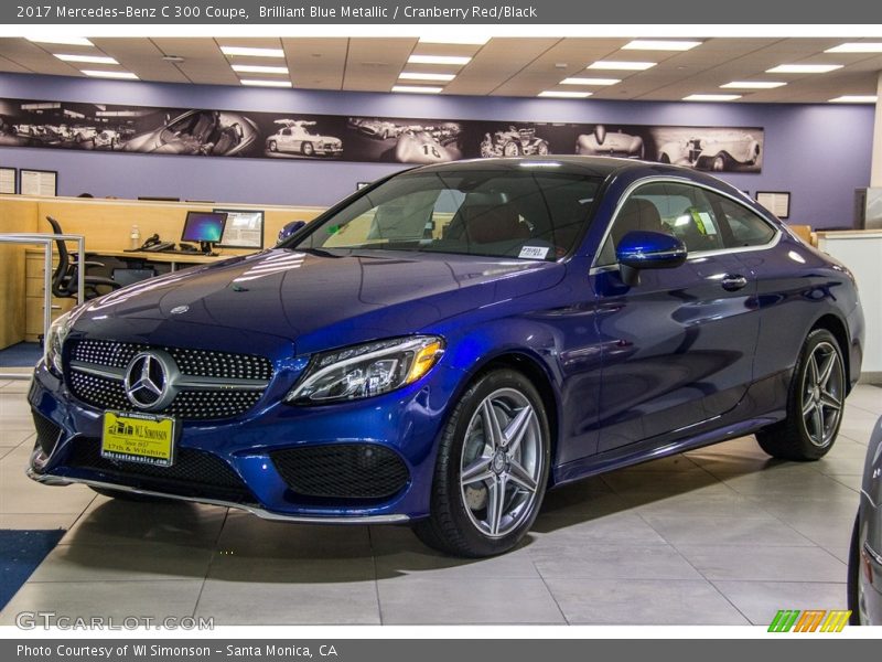 Brilliant Blue Metallic / Cranberry Red/Black 2017 Mercedes-Benz C 300 Coupe