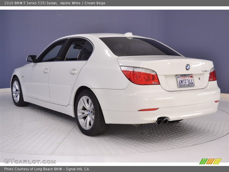 Alpine White / Cream Beige 2010 BMW 5 Series 535i Sedan