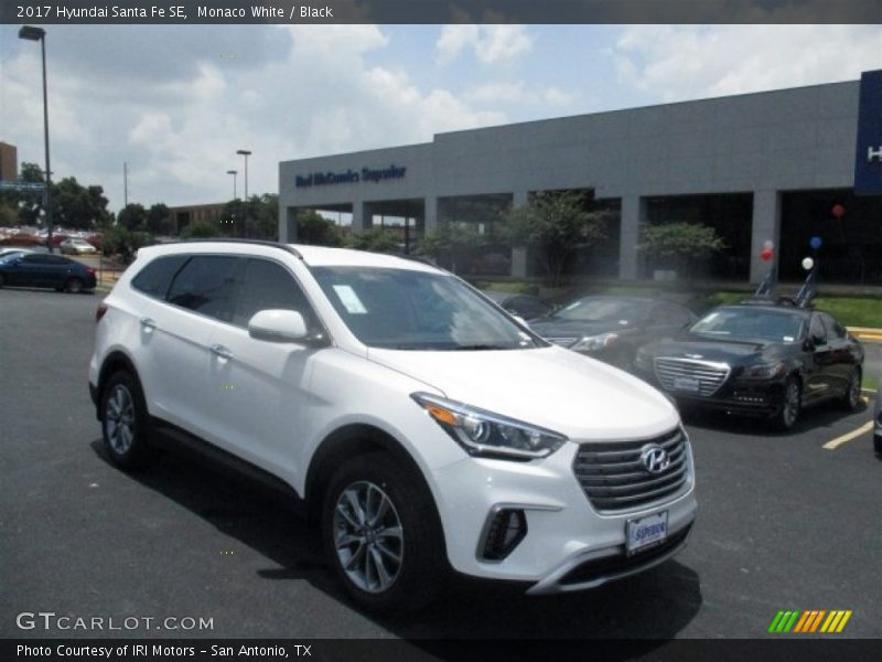 Monaco White / Black 2017 Hyundai Santa Fe SE