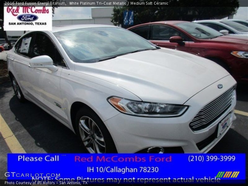 White Platinum Tri-Coat Metallic / Medium Soft Ceramic 2016 Ford Fusion Energi Titanium
