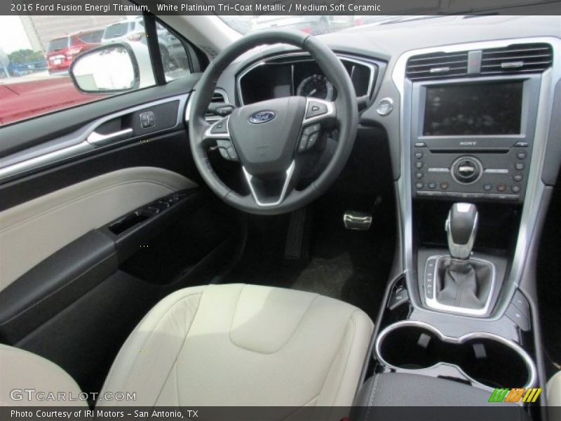White Platinum Tri-Coat Metallic / Medium Soft Ceramic 2016 Ford Fusion Energi Titanium