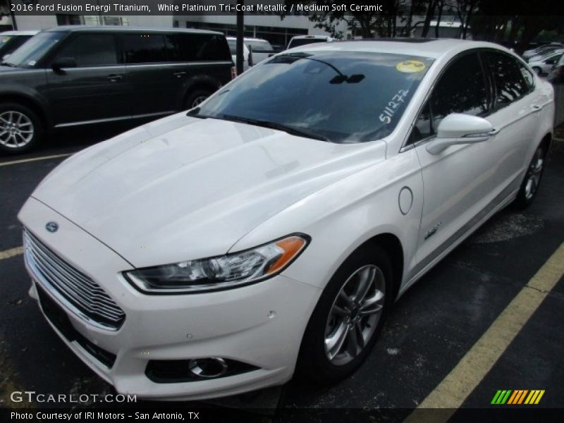 White Platinum Tri-Coat Metallic / Medium Soft Ceramic 2016 Ford Fusion Energi Titanium