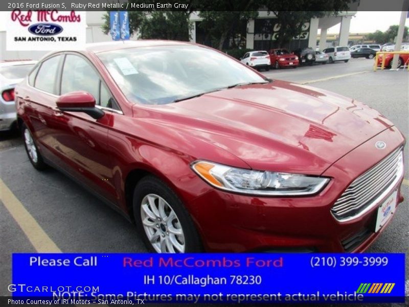 Ruby Red Metallic / Medium Earth Gray 2016 Ford Fusion S