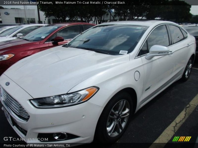 White Platinum Tri-Coat Metallic / Charcoal Black 2016 Ford Fusion Energi Titanium