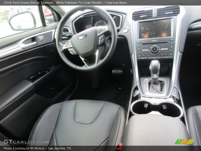 White Platinum Tri-Coat Metallic / Charcoal Black 2016 Ford Fusion Energi Titanium