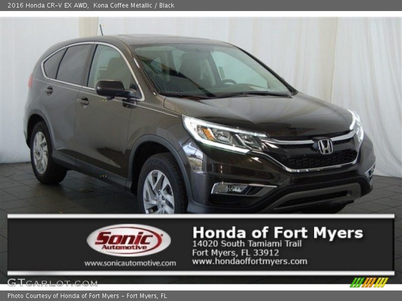 Kona Coffee Metallic / Black 2016 Honda CR-V EX AWD