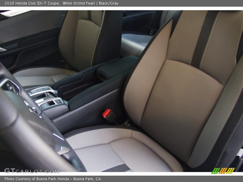 White Orchid Pearl / Black/Gray 2016 Honda Civic EX-T Coupe