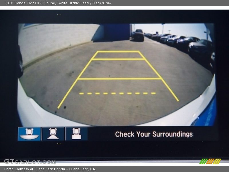 White Orchid Pearl / Black/Gray 2016 Honda Civic EX-L Coupe