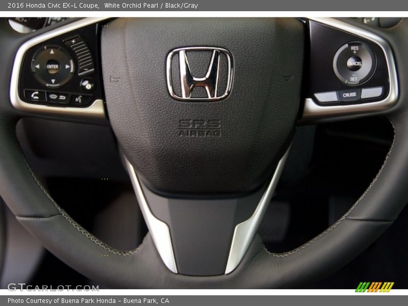 White Orchid Pearl / Black/Gray 2016 Honda Civic EX-L Coupe