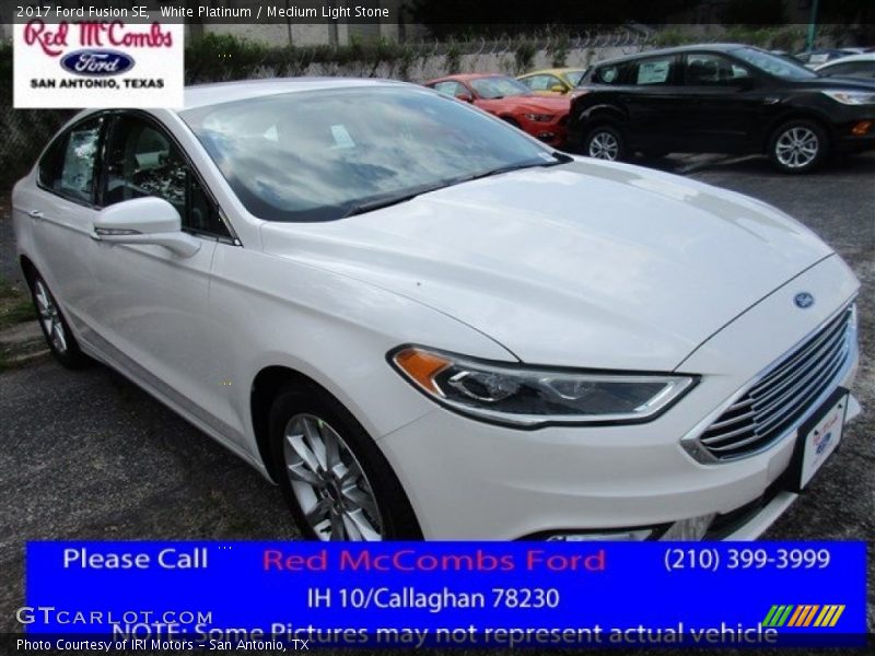 White Platinum / Medium Light Stone 2017 Ford Fusion SE