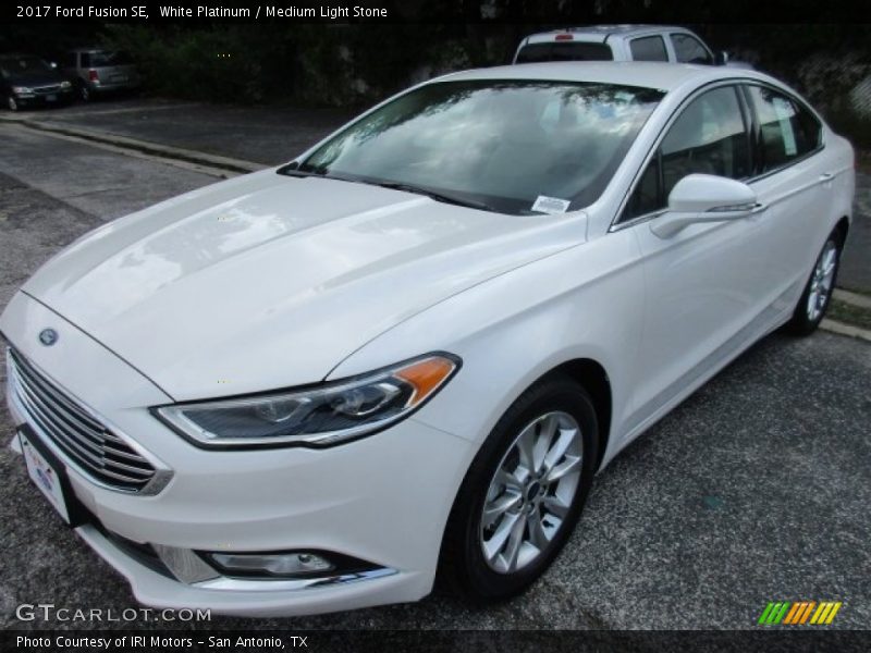 White Platinum / Medium Light Stone 2017 Ford Fusion SE