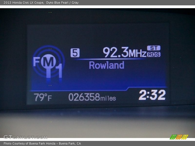 Dyno Blue Pearl / Gray 2013 Honda Civic LX Coupe