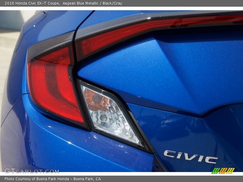 Aegean Blue Metallic / Black/Gray 2016 Honda Civic EX-T Coupe