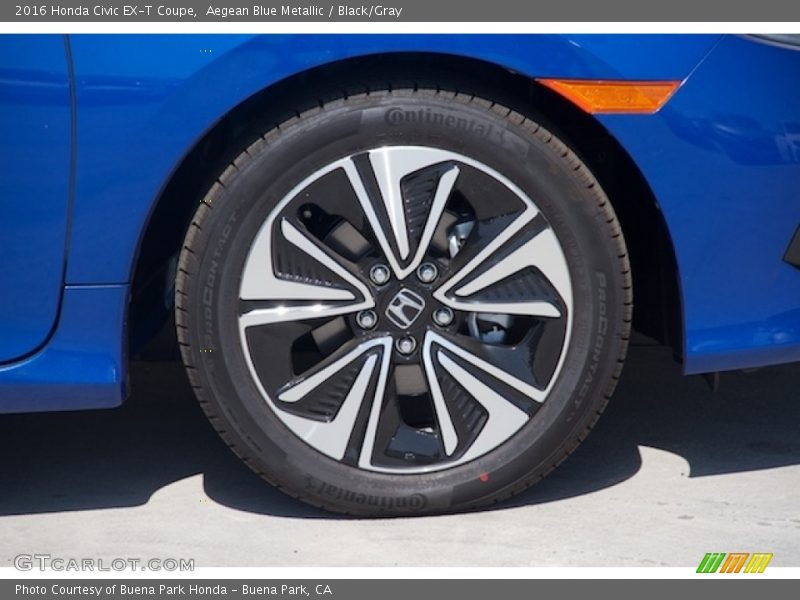 Aegean Blue Metallic / Black/Gray 2016 Honda Civic EX-T Coupe
