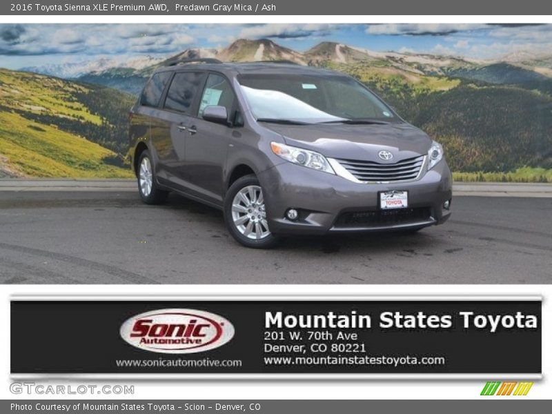 Predawn Gray Mica / Ash 2016 Toyota Sienna XLE Premium AWD