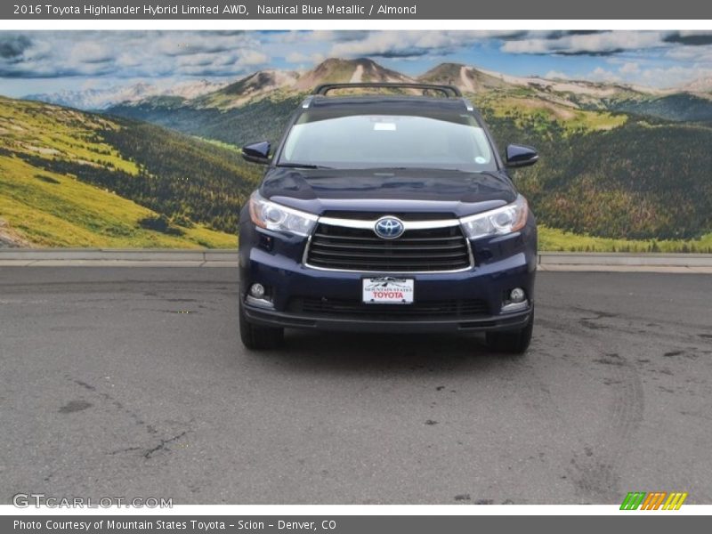 Nautical Blue Metallic / Almond 2016 Toyota Highlander Hybrid Limited AWD