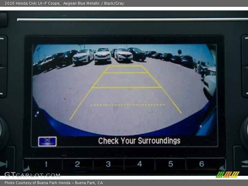 Aegean Blue Metallic / Black/Gray 2016 Honda Civic LX-P Coupe