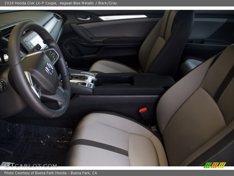 Aegean Blue Metallic / Black/Gray 2016 Honda Civic LX-P Coupe