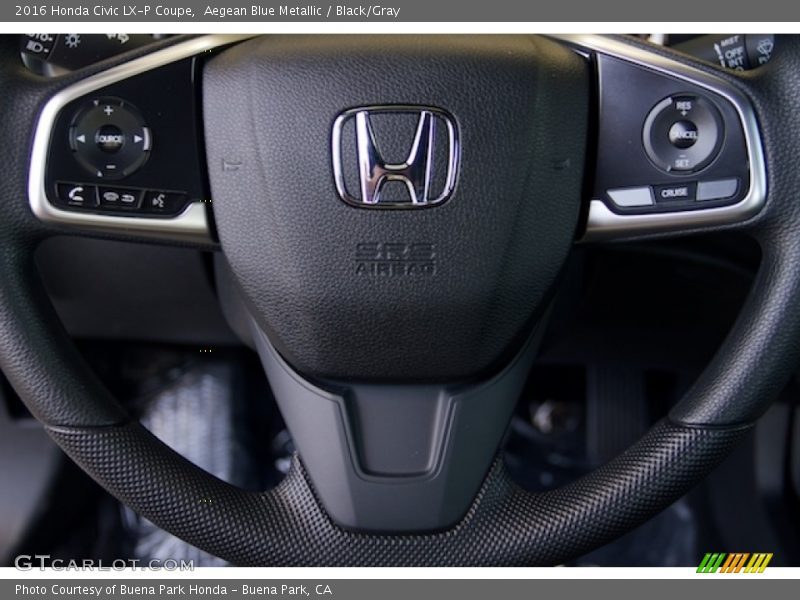 Aegean Blue Metallic / Black/Gray 2016 Honda Civic LX-P Coupe