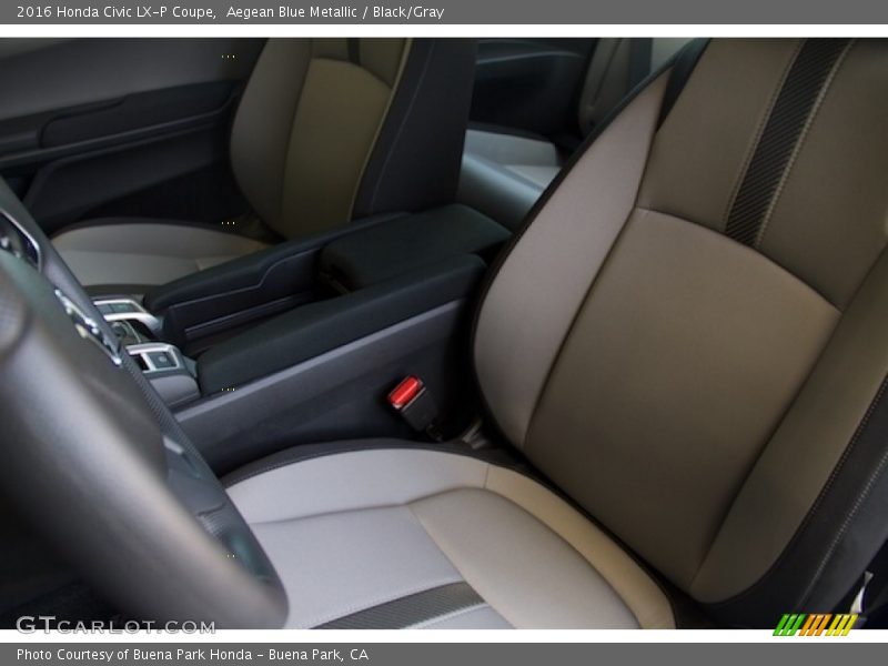 Aegean Blue Metallic / Black/Gray 2016 Honda Civic LX-P Coupe