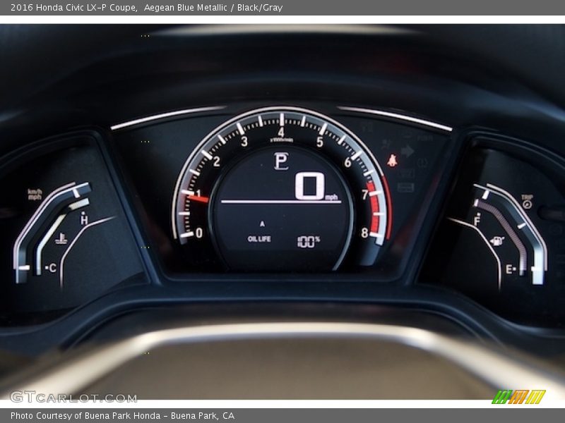 Aegean Blue Metallic / Black/Gray 2016 Honda Civic LX-P Coupe