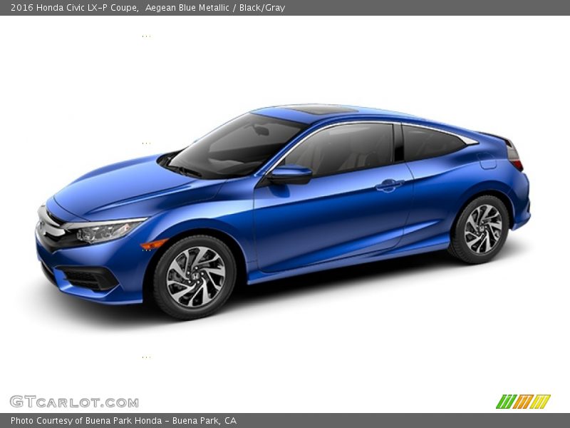 Aegean Blue Metallic / Black/Gray 2016 Honda Civic LX-P Coupe