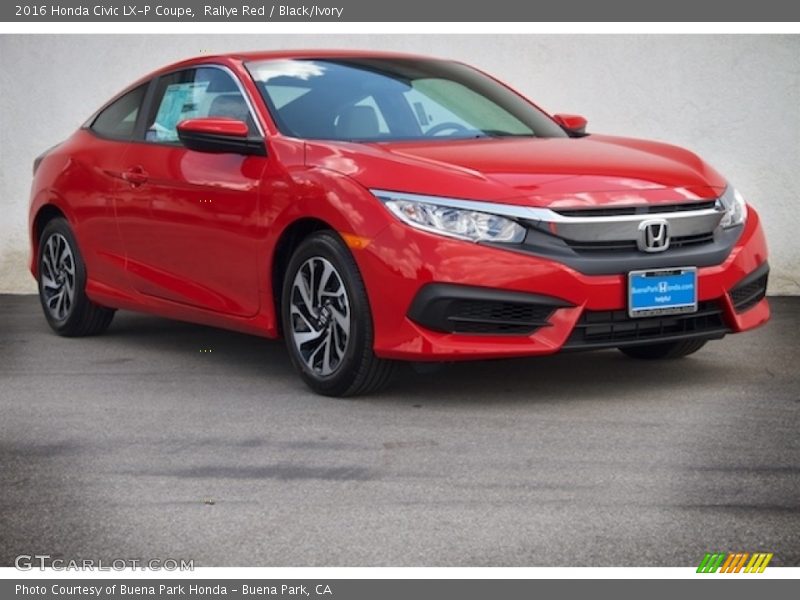 Rallye Red / Black/Ivory 2016 Honda Civic LX-P Coupe