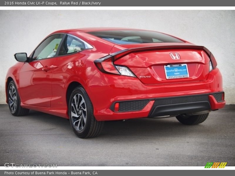 Rallye Red / Black/Ivory 2016 Honda Civic LX-P Coupe