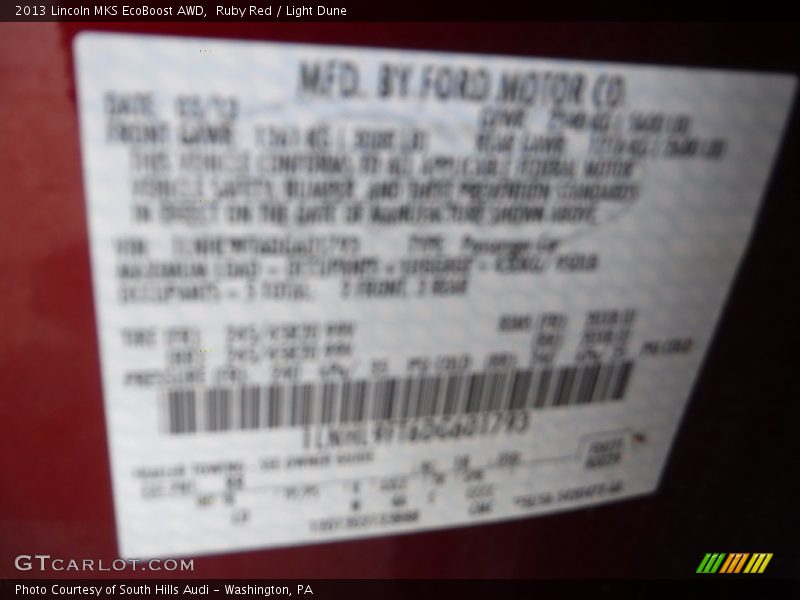 Ruby Red / Light Dune 2013 Lincoln MKS EcoBoost AWD