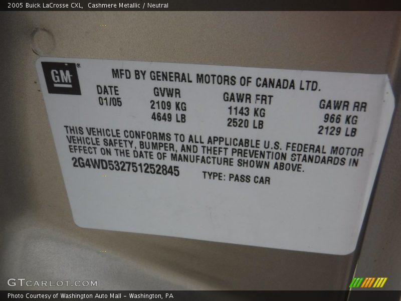 Cashmere Metallic / Neutral 2005 Buick LaCrosse CXL