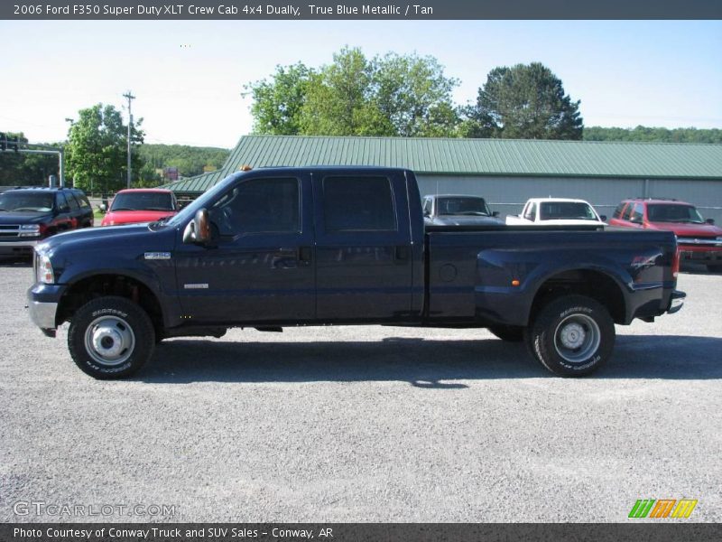True Blue Metallic / Tan 2006 Ford F350 Super Duty XLT Crew Cab 4x4 Dually