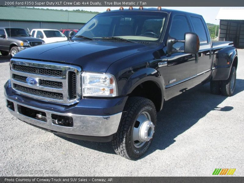 True Blue Metallic / Tan 2006 Ford F350 Super Duty XLT Crew Cab 4x4 Dually