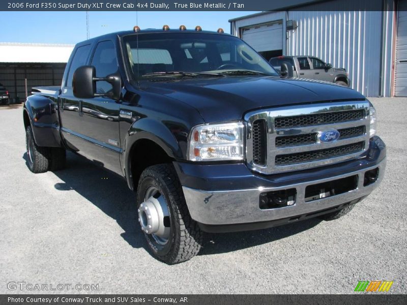 True Blue Metallic / Tan 2006 Ford F350 Super Duty XLT Crew Cab 4x4 Dually