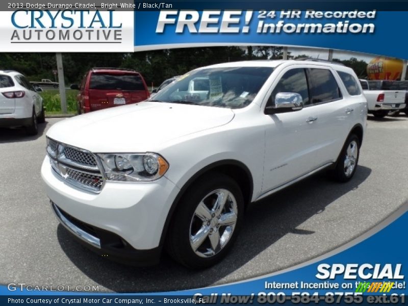 Bright White / Black/Tan 2013 Dodge Durango Citadel