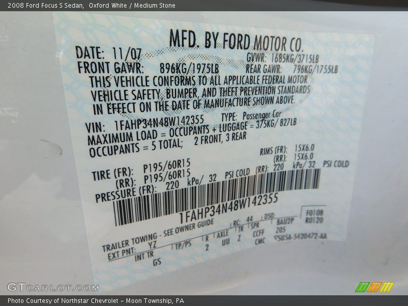 Oxford White / Medium Stone 2008 Ford Focus S Sedan