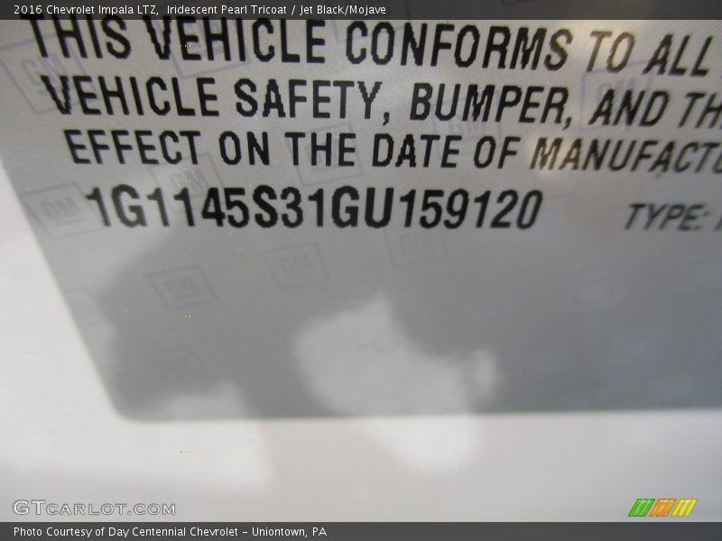 Iridescent Pearl Tricoat / Jet Black/Mojave 2016 Chevrolet Impala LTZ