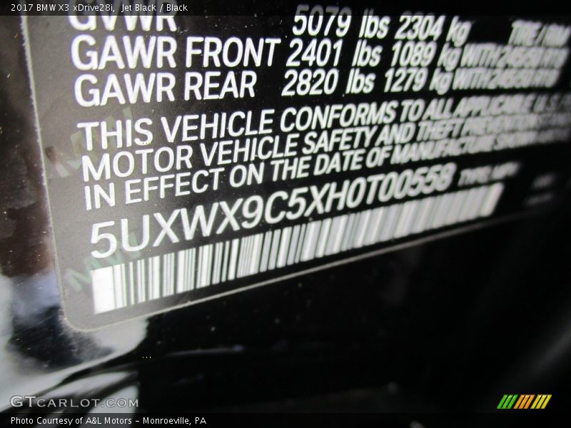 Jet Black / Black 2017 BMW X3 xDrive28i