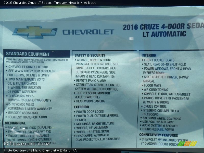 Tungsten Metallic / Jet Black 2016 Chevrolet Cruze LT Sedan