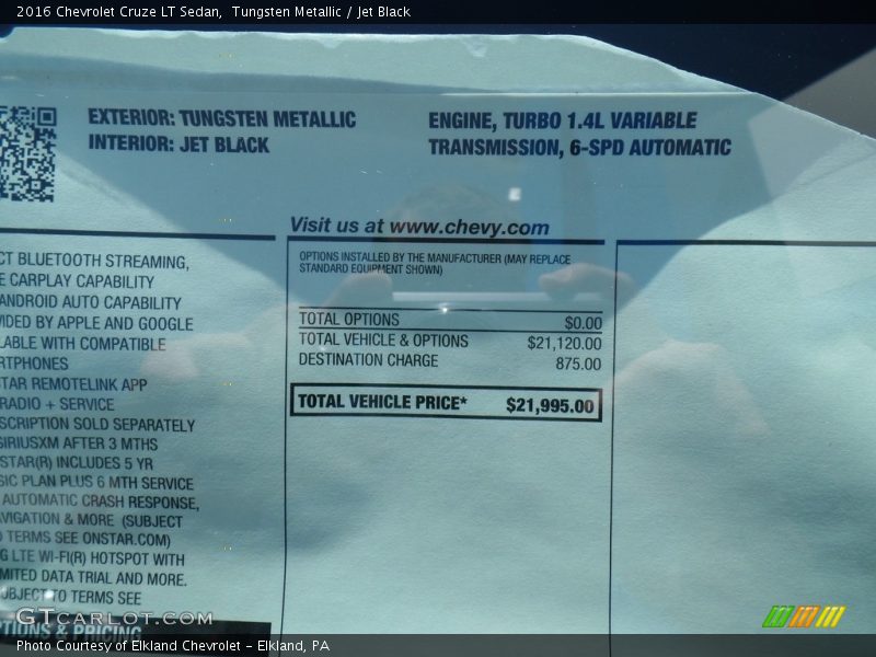 Tungsten Metallic / Jet Black 2016 Chevrolet Cruze LT Sedan