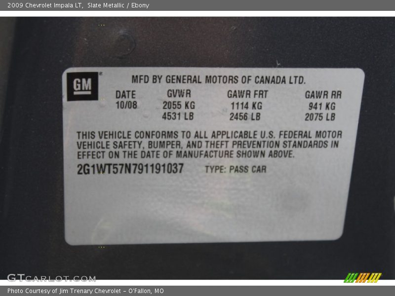 Slate Metallic / Ebony 2009 Chevrolet Impala LT