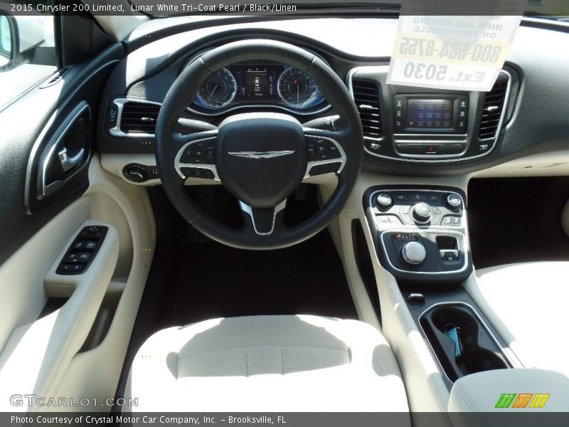 Lunar White Tri-Coat Pearl / Black/Linen 2015 Chrysler 200 Limited