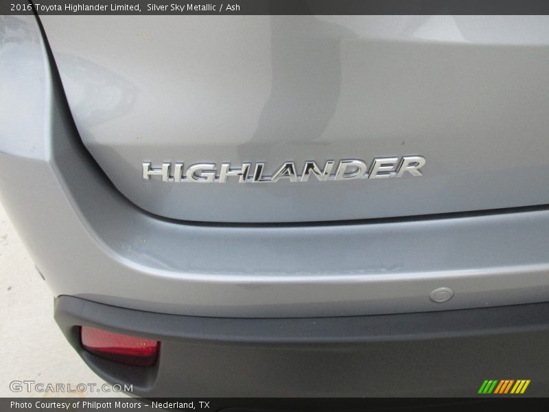Silver Sky Metallic / Ash 2016 Toyota Highlander Limited