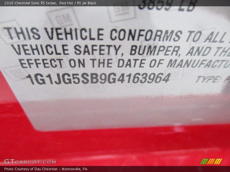 Red Hot / RS Jet Black 2016 Chevrolet Sonic RS Sedan
