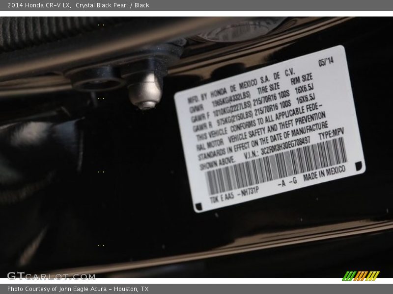 Crystal Black Pearl / Black 2014 Honda CR-V LX