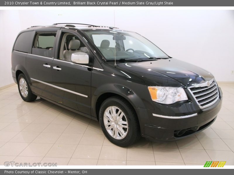 Brilliant Black Crystal Pearl / Medium Slate Gray/Light Shale 2010 Chrysler Town & Country Limited