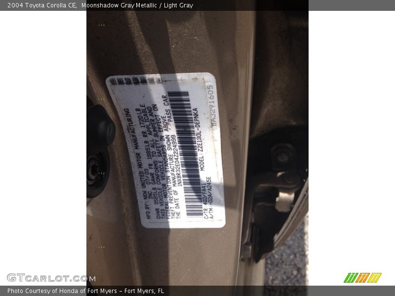 Moonshadow Gray Metallic / Light Gray 2004 Toyota Corolla CE