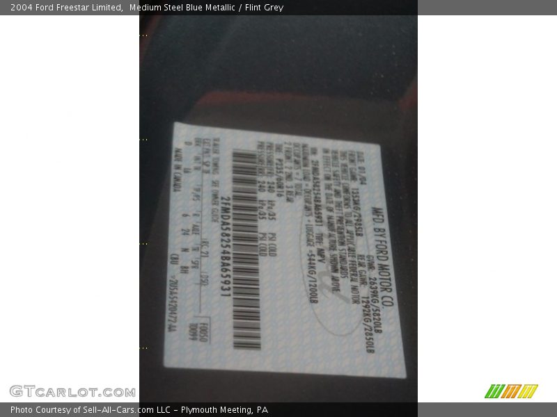 Medium Steel Blue Metallic / Flint Grey 2004 Ford Freestar Limited