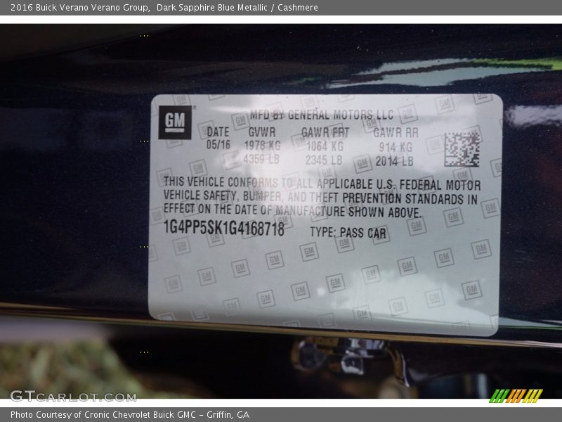 Dark Sapphire Blue Metallic / Cashmere 2016 Buick Verano Verano Group