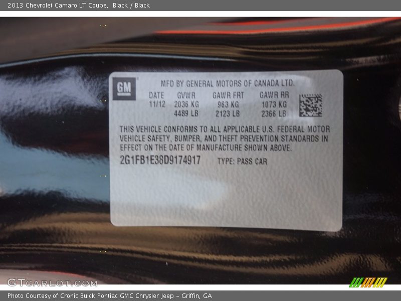 Black / Black 2013 Chevrolet Camaro LT Coupe