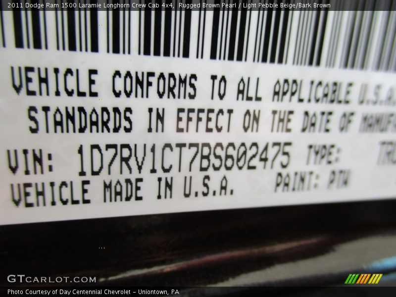 Rugged Brown Pearl / Light Pebble Beige/Bark Brown 2011 Dodge Ram 1500 Laramie Longhorn Crew Cab 4x4